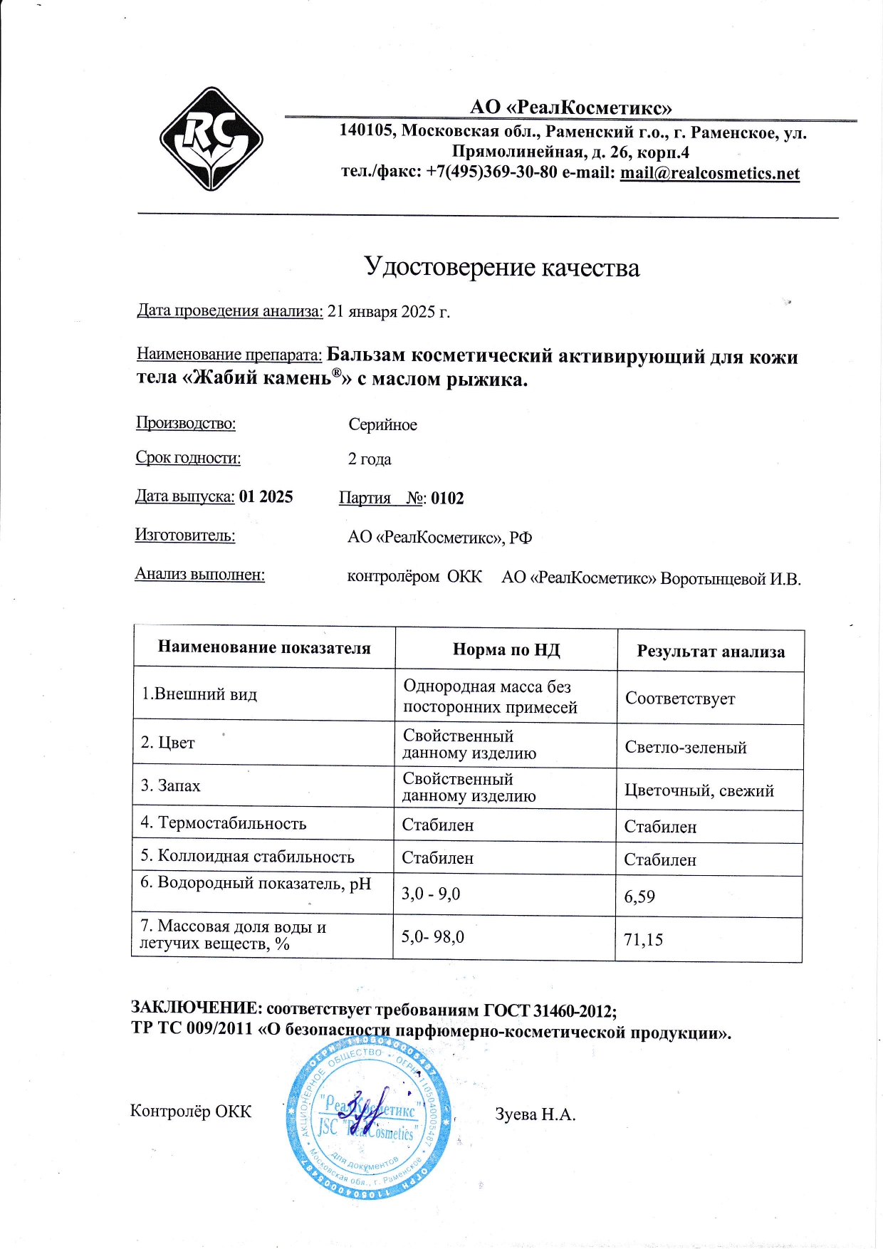 Паспорт №0120250102